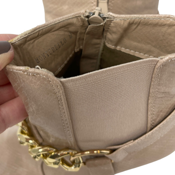 Nude Ankle Boots with Metallic Toe & Gold Chain Accents Size 8 - Picture 5 of 6